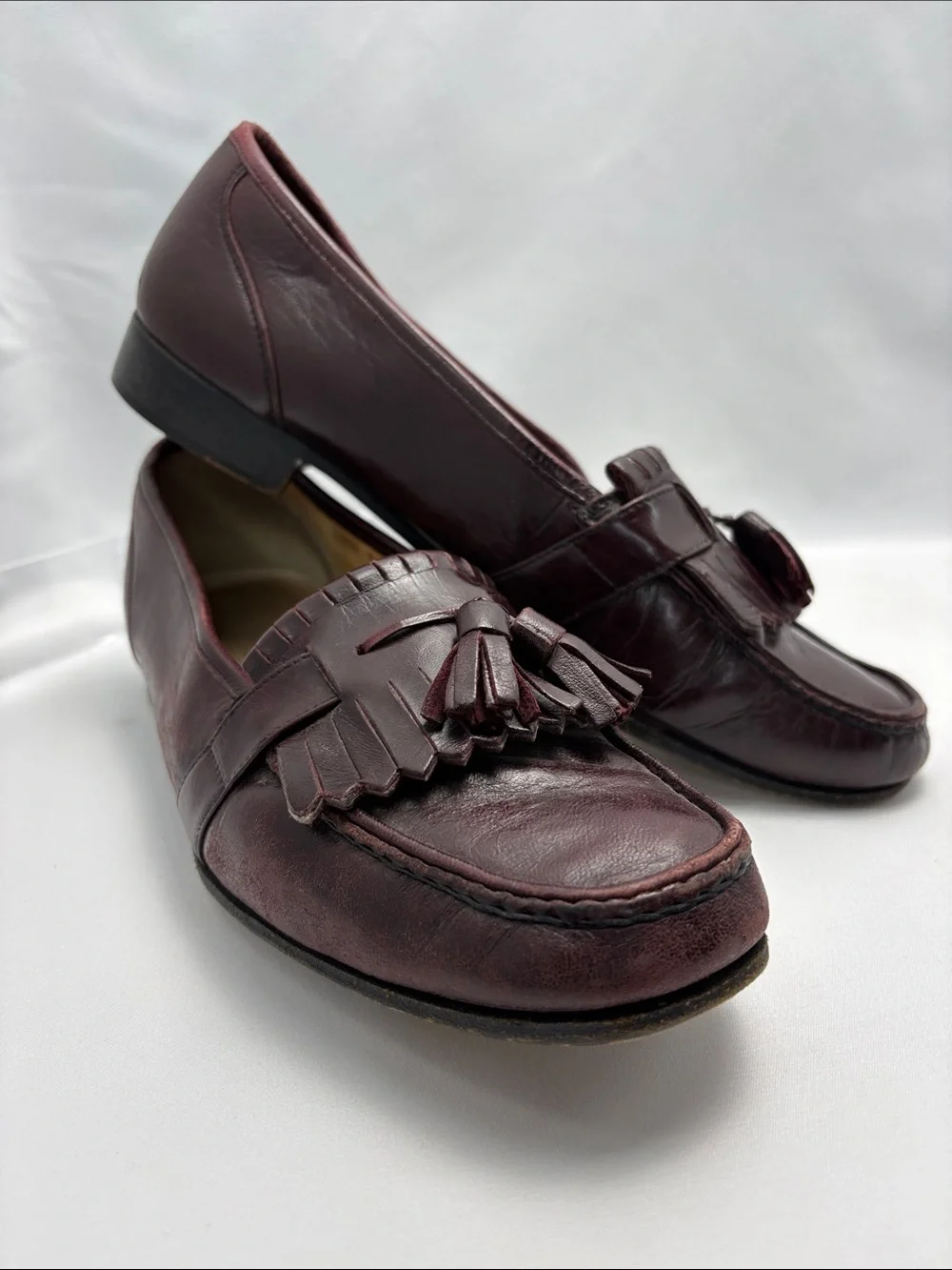 Bostonian Men's Sz9 Tassel Kiltie Loafers Wine Burgundy Vintage1980/Early90s#331